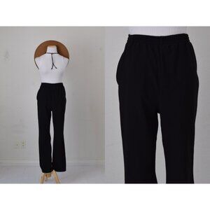 Vintage 80s Black Stretch Pants by AVON size L | 30-34‎ waist